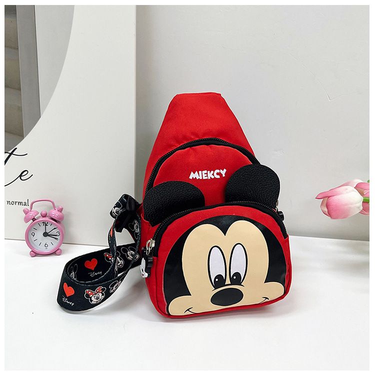 Sac D'école, Sac De Poitrine Pour Enfants, Sac Mickey Dessin Animé Mignon, Changement De Ventilateur Garçon Et Fille, Sac Messenger Une Épaule - Mickey Rouge