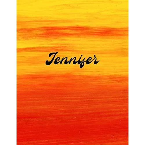 Jennifer: Cover Style Water Color - Personalized Name Notebook | Wide Ruled Paper Notebook Journal |Birthday Gift Notebook | For Teens Kids Students ... Home School College | 8.5x11 Inch 160 Pages