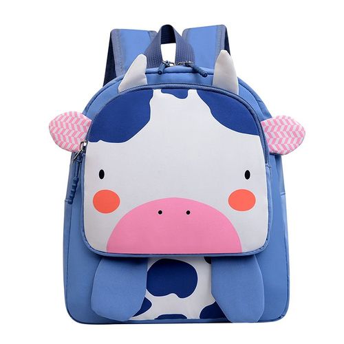 Étudiant cartable enfants cartable maternelle mignon dessin animé sac a dos garçons et filles bébé frais snack sac a dos - vache bleue