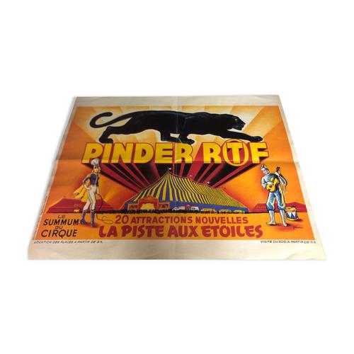 Affiche ancienne cirque pinder ortf la piste aux toiles multicolore