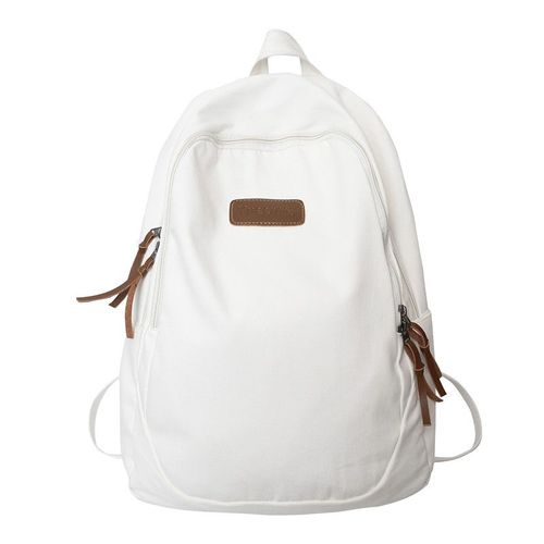 Cartable étudiant couleur caramel cartable femme collégiens simple et paresseux sens du design sac a dos petite foule college lycée drapé sac a bandouliere femme-blanc
