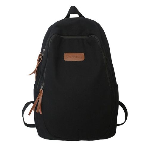 Cartable étudiant couleur caramel cartable femme collégiens simple et paresseux sens du design sac a dos petite foule college lycée drapé sac a bandouliere femme-noir