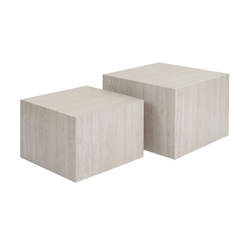Tables Basses Gigognes Design Effet Travertin (Lot De 2) Calla