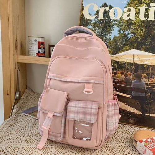 Cartable étudiant cartable grande capacité femme coréenne all-match lycéens étudiants net sac a bandouliere rouge Sen Department vent marque collégiens-rose