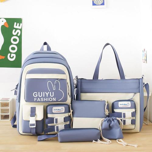 Cartable etudiant cartable fille primaire sac a dos Mori ensemble 5 pieces collegiens college bleu Rakuten