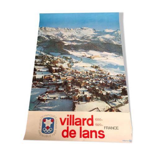 Affiche villard de lans jeux olympiques dapos hiver grenoble 1968 jo alpes montagne ski multicolore