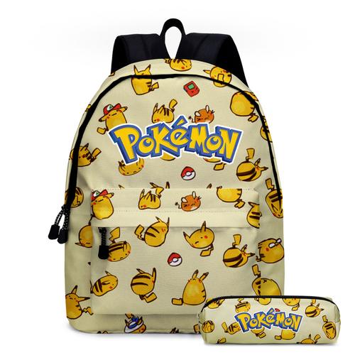 Cartable Éleve Pokemon Animal De Compagnie Elfe Pikachu Pikachu Cartoon Anime Primaire Et College Cartable Enfant Cartable-D4 Pikachu 03 Jaune Clair: Cartable Trousse A Crayons