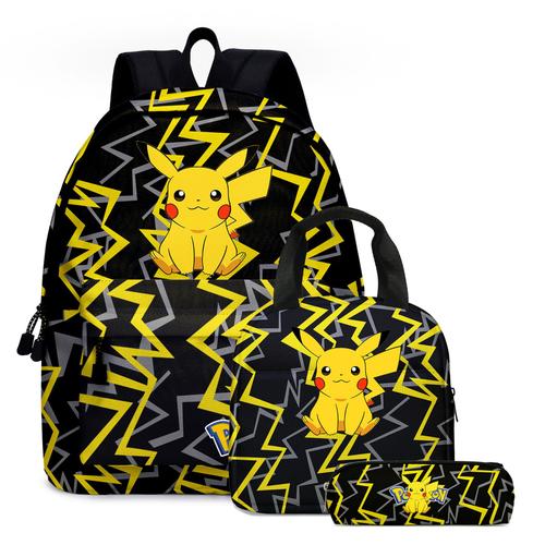 Cartable Éleve Pokemon Animal De Compagnie Elfe Pikachu Pikachu Dessin Animé Animation Collégiens Et Primaires Cartable Cartable Enfant Sac A Dos-D4 Pikachu 02 Éclair Noir : Cartable Trousse Crayon Sac Repas