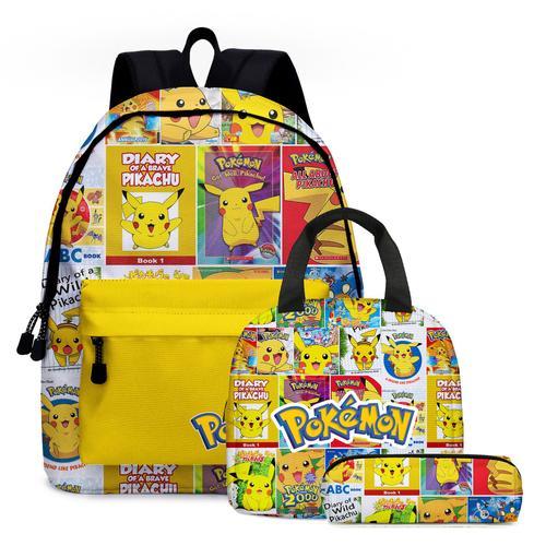 Cartable Éleve Pokemon Animal De Compagnie Elfe Pikachu Pikachu Cartoon Anime Primaire Et Secondaire Cartable Scolaire Sac A Dos Enfant-D4 Pikachu 001 Jaune : Cartable Trousse Crayon Sac Repas