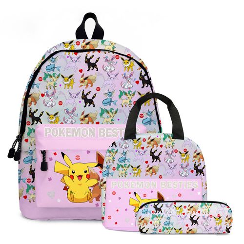 Cartable Éleve Pokemon Animal De Compagnie Elfe Pikachu Pikachu Dessin Animé Animation Collégiens Et Primaires Cartable Cartable Enfant Sac A Dos-D4 Pikachu 04 Rose : Cartable Trousse Crayon Sac Repas