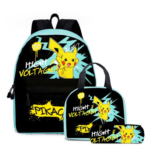 Cartable Éleve Pokemon Animal De Compagnie Elfe Pikachu Pikachu Dessin Animé Anime Primaire Et Secondaire Cartable Scolaire Sac A Dos Enfant-D4 Pikachu 10 Noir Et Bleu : Cartable Trousse Crayon Sac Repas