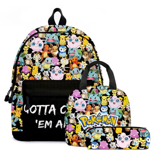 Cartable Éleve Pokemon Animal De Compagnie Elfe Pikachu Pikachu Cartoon Animation Collégiens Et Collégiens Cartable Sac A Dos Enfant-D4 Pikachu 08 Fat Ding : Cartable Trousse Crayon Sac Repas