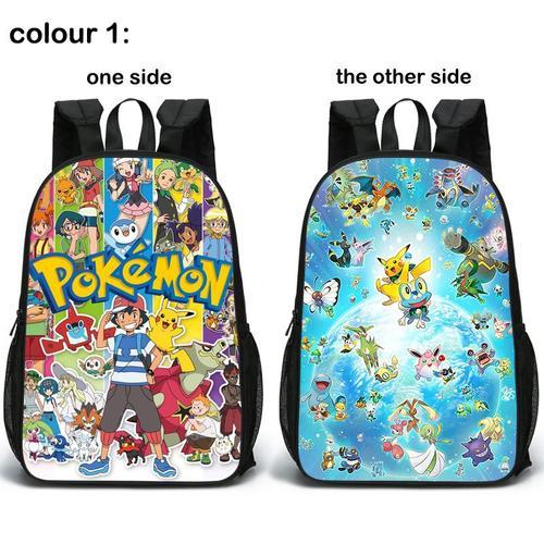 Sac d'école étudiant pokemon animal de compagnie elfe pikachu Pikachu école primaire étudiant sac d'école sac a dos pour enfants-D9 double face-Pikachu6-16 pouces