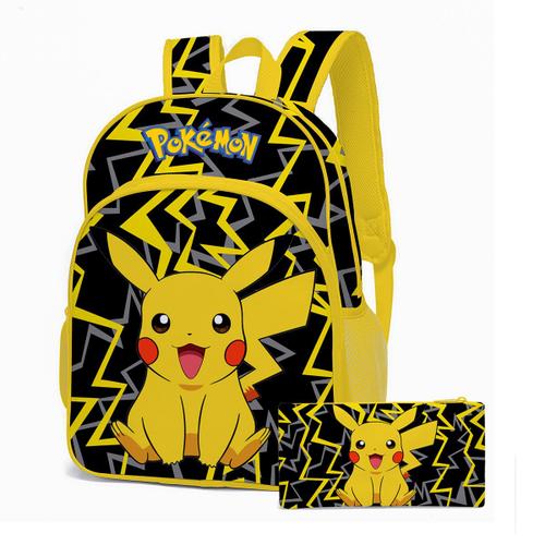 Sac d'école étudiant Pikachu pokemon animal de compagnie elfe pikachu Pikachu école primaire étudiant sac d'école sac a dos pour enfants-D11 Pikachu ensemble deux pieces