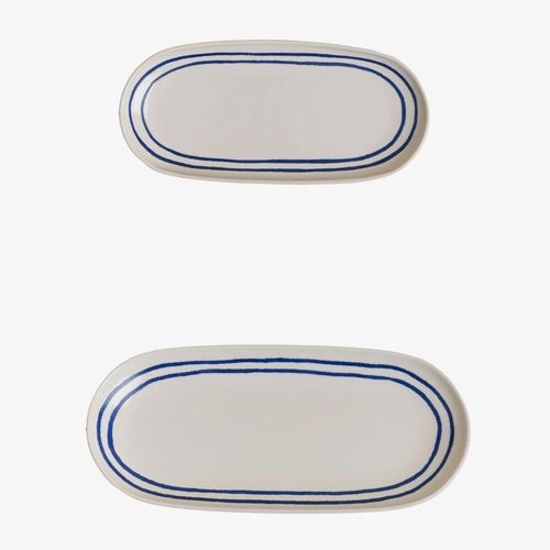 Ensemble De 2 Plateaux En New Bone China Isolda Blanc