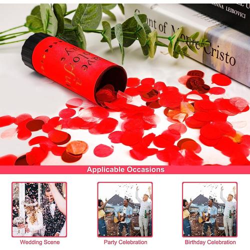 6 pièces canons à confettis, confettis biodégradables mariage arc-en-ciel  fête anniversaire pour fête prénatale noël nouvel an fête,rose 