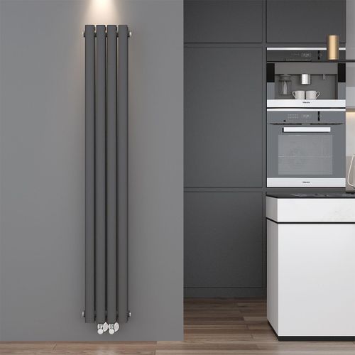 Radiateur Eau Chaude Acier SIRHONA 1,600x239x79 mm - Double Tube Ovale - Vertical - Gris