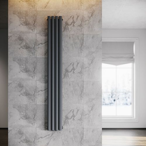 Radiateur Eau Chaude Acier SIRHONA 1,800x239x79 mm - Double Tube Ovale - Vertical - Gris
