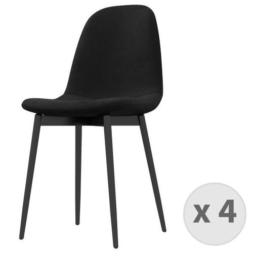 Sally- Chaise Velours Noir Et Pieds Métal Lot De 4 Chaises