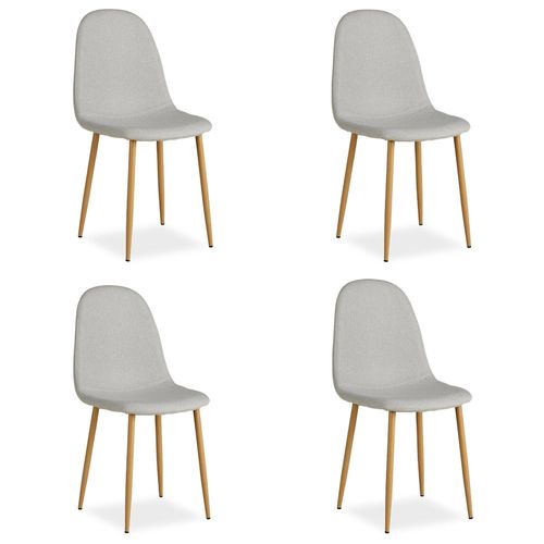 Lot De 4 Chaises De Salle À Manger Cuisine Confortable Et Moderne En Tissu Gris Pieds Métal Aspect Bois Cds06204