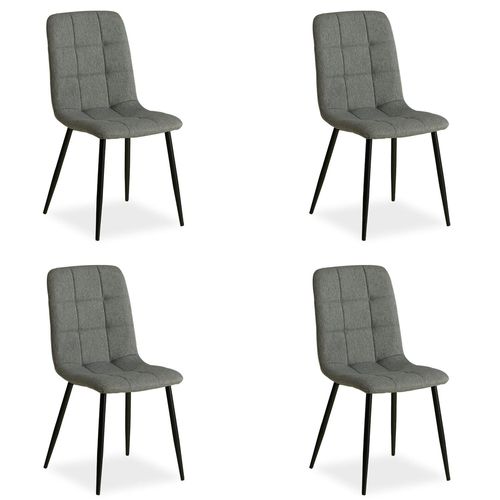 Lot De 4 Chaises De Salle À Manger Cuisine Confortable Et Moderne En Tissu Gris Pieds En Métal Noir Cds06201