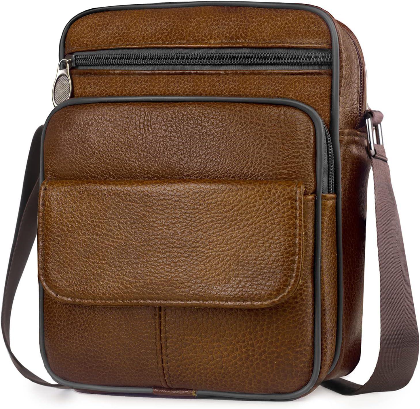 Sacs à bandoulière pour homme en cuir - Petit sac à bandoulière imperméable  pour les loisirs, les festivals et les voyages - Résistant à l'eau, Rouge,  marron, 25*21*6cm : : Mode