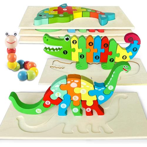 Puzzle Bois Enfant, 3PCS Jouets Enfant Animaux Puzzle, Jeu Educatif Puzzle  à Encastrements Bébé, Montessori Jeux Anniversaire Noël, Jouet Cadeau Fille  Garçon 2 3 4 Ans
