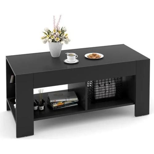 Costway Table Basse Moderne 90 X 39 X 42 Cm En Bois De Salon Rectangulaire Noir En Mdf P2