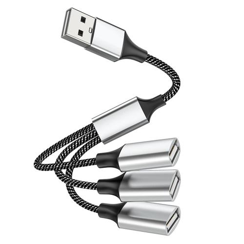 USB Vers USB 2.0 Triple Port USB HUB OTG Câble Adaptateur Convertisseur de  Charge de DonnéEs SéParateur D'Extension USB, USB une Vers 3 USB