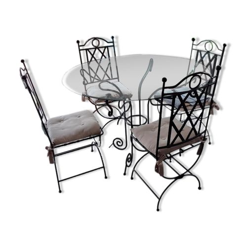 Table Ronde En Verre Et Fer Transparent