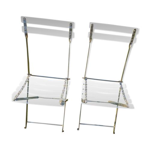 2 Chaises Pliantes Invisibles En Mtal Et Plexiglas Transparent Transparent