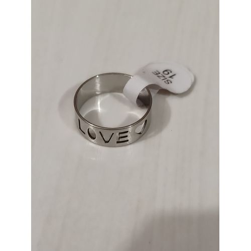 Bague En Acier Inoxydable,Metal Argenté,Gravure Love,Taille 19