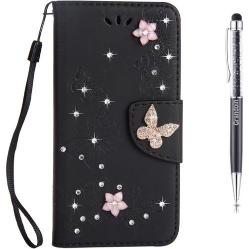 Coque Pour Samsung Galaxy S8, Brillant Cristal Diamant Flip Cover ¿¿Tui De Protection Housse En Pu Cuir [Fermeture Magn¿¿Tique] (Noir)