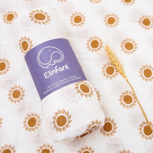 Elinfant-Serviette De Bain Ronde En Coton De Bambou Pour Bébé,Coton,120x110cm,2 Couches,Couvertures D'emmaillotage En Mousseline Pour - Type [Bc30]-110x120cm