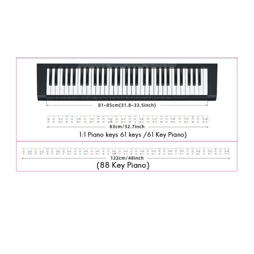 Autocollants pour clavier de piano à 61 touches, étiquette à bande de  notes, pour débutants et étudiants