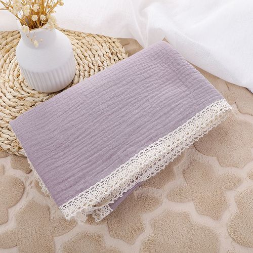 Couverture De Couchage En Mousseline De Coton Pour 100x120cm,Lange D'emmaillotage Avec Glands College,Serviette De Bain Pour Bébé,Nouvelle - Type Purple-100x120cm