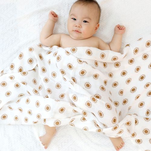 Mod yFlute-Couverture d'emmaillotage en mousseline de bambou et coton pour bébé,serviette d'allaitement ronde et mignonne pour et enfant,couverture de poussette,120x110cm - Type KB003-BC30