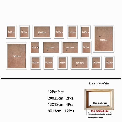 Cadres de Photo en bois,18 pièces,pour décoration murale,noir,blanc,suspension murale avec plexiglas,cadre de Photo classique - Type white black Frame