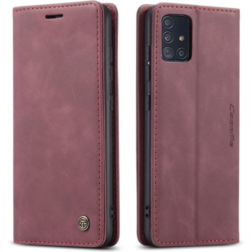 Coque Compatible Avec Samsung Galaxy A51 4g,Anti-Choc Housse En Cuir Premium Flip Case Portefeuille Etui,Vin Rouge