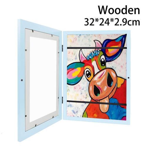 Cadres D'art En Bois Pour Enfants,Affichage D'image Modifiable Pour A4,Projets D'art Pour Enfants,Stockage De Bureau À Domicile,Affichage D'image,2 Pièces - Type 1pc Blue For A4