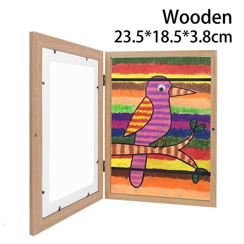 Cadres D'art En Bois Pour Enfants,Affichage D'image Modifiable Pour A4,Projets D'art Pour Enfants,Stockage De Bureau À Domicile,Affichage D'image,2 Pièces - Type 1pc Wood 8inch