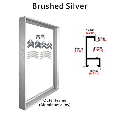 Cadres extérieurs en métal et aluminium pour peinture à l'huile,toile,oeuvre,art mural,affiche photo,décoration de la maison,8 couleurs,40x50 cm,30x40cm - Type Brushed Silver-30x30 CM