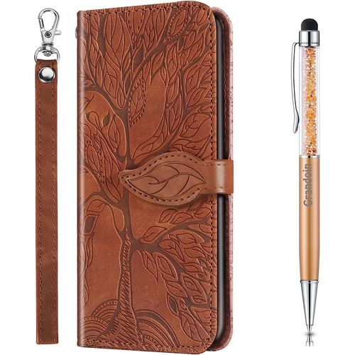 Coque Pour Samsung Galaxy A20/ A30, Housse En Cuir Galaxy A20/ A30 Portefeuille, Etui Rabat Tlphone Magntique Etui Protection Housse Avec Fente Cartes Pour Samsung A20/ A30 (Marron)