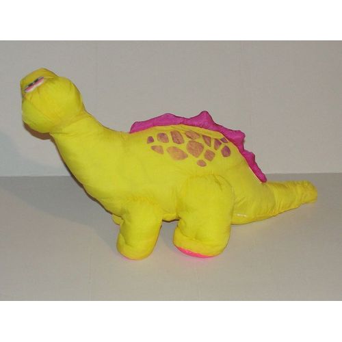 peluche dinosaure en toile jaune rose doudou dino vintage fisher