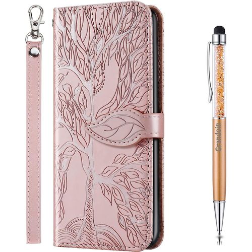 Coque Pour Samsung Galaxy S20 Ultra, Housse En Cuir Galaxy S20 Ultra Portefeuille, Etui Rabat Tlphone Magntique Etui Protection Housse Avec Fente Cartes Pour Samsung S20 Ultra (Rose)