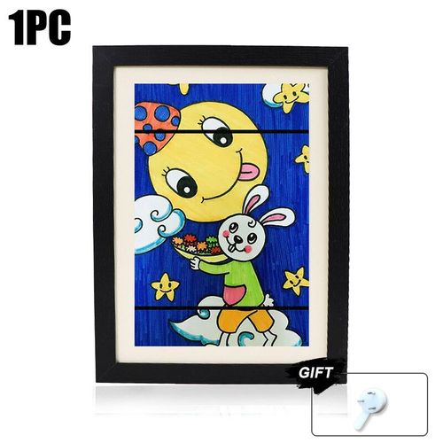 Ensemble de cadres d'art en bois pour enfants,affichage de photo de subdivision,travail pour enfants,évaluation,maison,bureau,peinture,format A4,2 pièces - Type Black 1PC