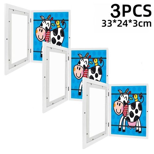 Ensembles de cadres d'art en bois A4 pour enfants,affichage de photo de résubdivision pour affiche,dessin de photo,décoration d'affichage de gestion des douanes,3 pièces - Type White 3Pcs
