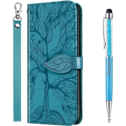 Coque Pour Samsung Galaxy A41, Housse En Cuir Galaxy A41 Portefeuille, Etui Rabat Tlphone Magntique Etui Protection Housse Avec Fente Cartes Antichoc Pour Samsung A41 (Bleu)