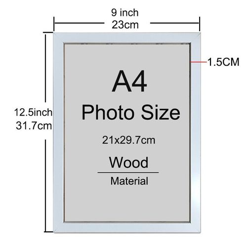 Cadre photo en bois A4 8X12in,1/2/3 pièces,pour document et certificat d'honneurs,pour mur,bureau - Type white-1pcs