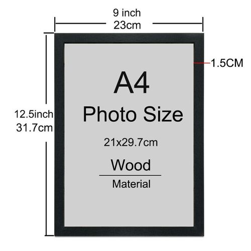 Cadre photo en bois A4 8X12in,1/2/3 pièces,pour document et certificat d'honneurs,pour mur,bureau - Type black-2pcs